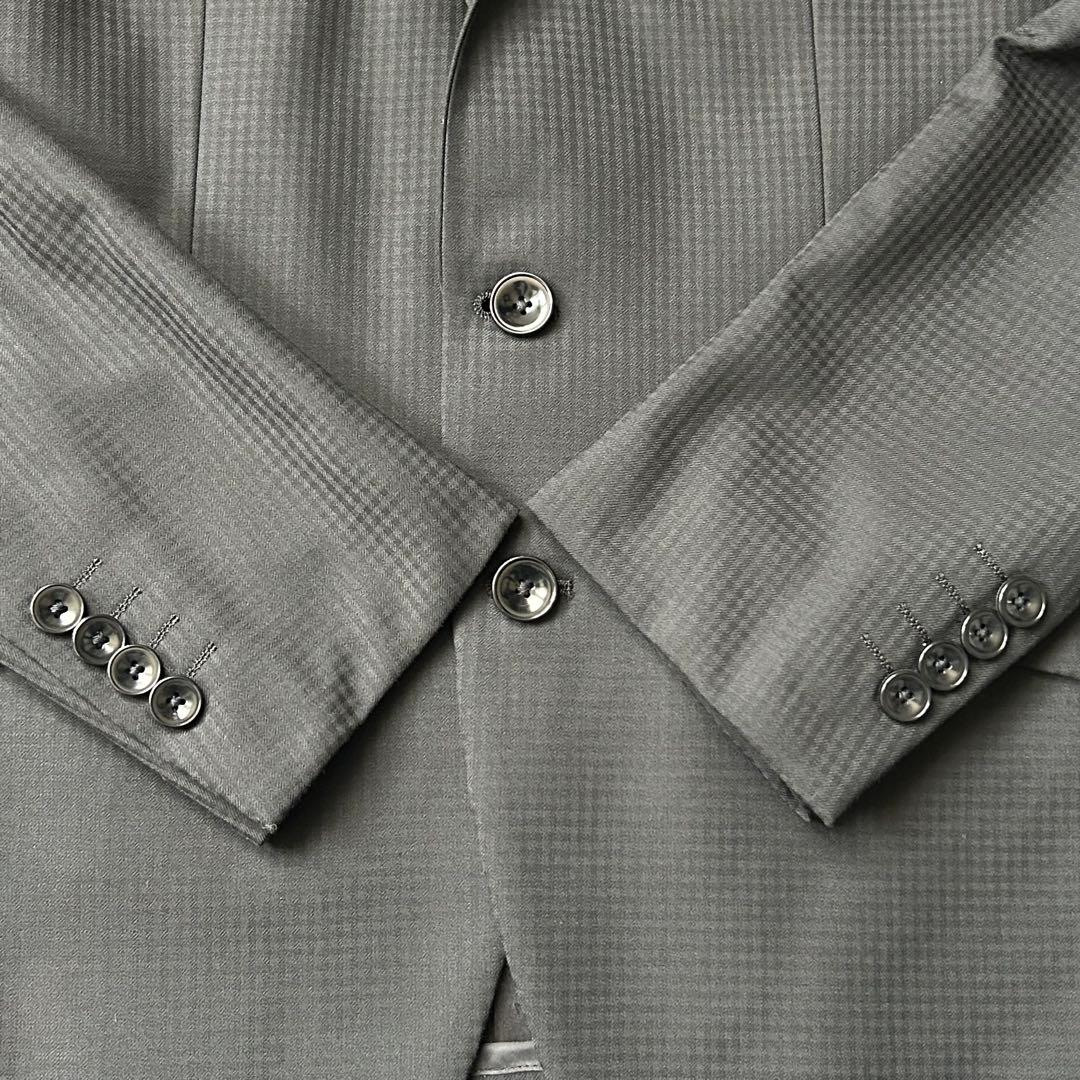 未使用級 リスペクトネロ 最高級ライン シャドウチェック 3ピース スーツ 濃紺