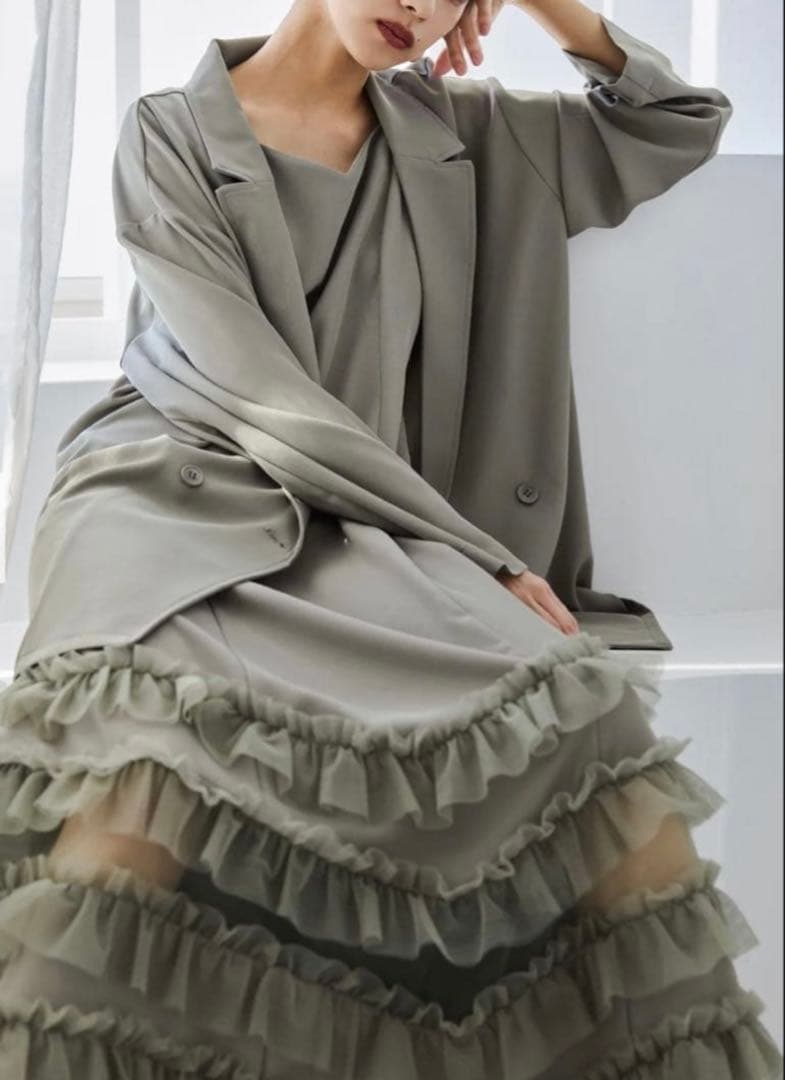 トランスペアレントヘムセットアップドレス LL 新品タグ付き未使用