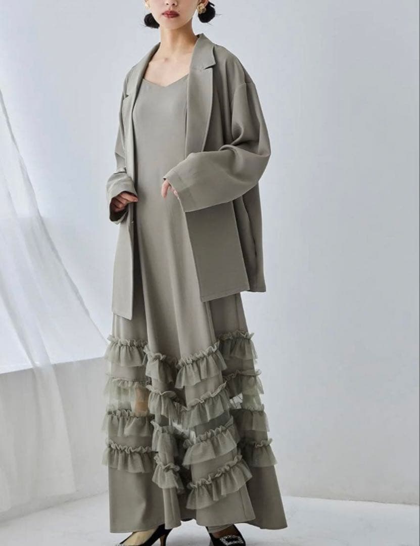 トランスペアレントヘムセットアップドレス LL 新品タグ付き未使用