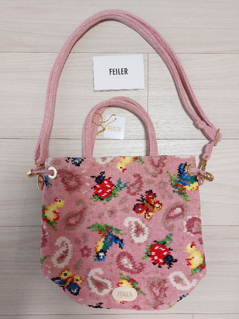 フェイラー ハイジペイズリー 巾着ショルダーバッグ ピンク