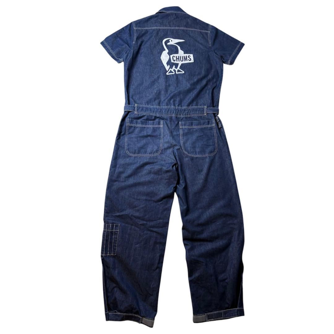 希少✨CHUMS チャムス つなぎ オーバーオール デニム 半袖 L インディゴ