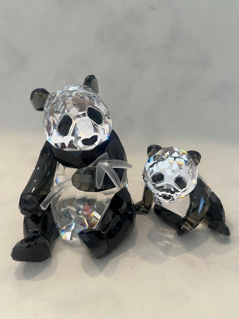 ナ*カ様 【稀少品】 スワロフスキー SWAROVSKI パンダ親子セット 置物