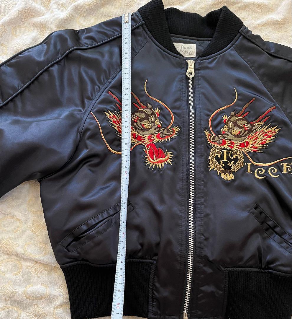Ficce Donna 龍　刺繍　スカジャン　黒　レディース