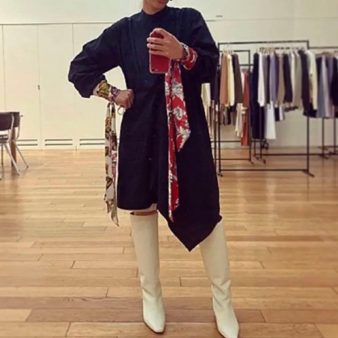 最終価格　極美品　J.W.ANDERSON シャツワンピース　黒　シルク　リボン