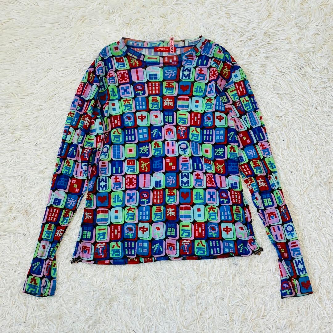 VIVIENNE TAM ヴィヴィアンタム　パワーネット　麻雀　柄　長袖.