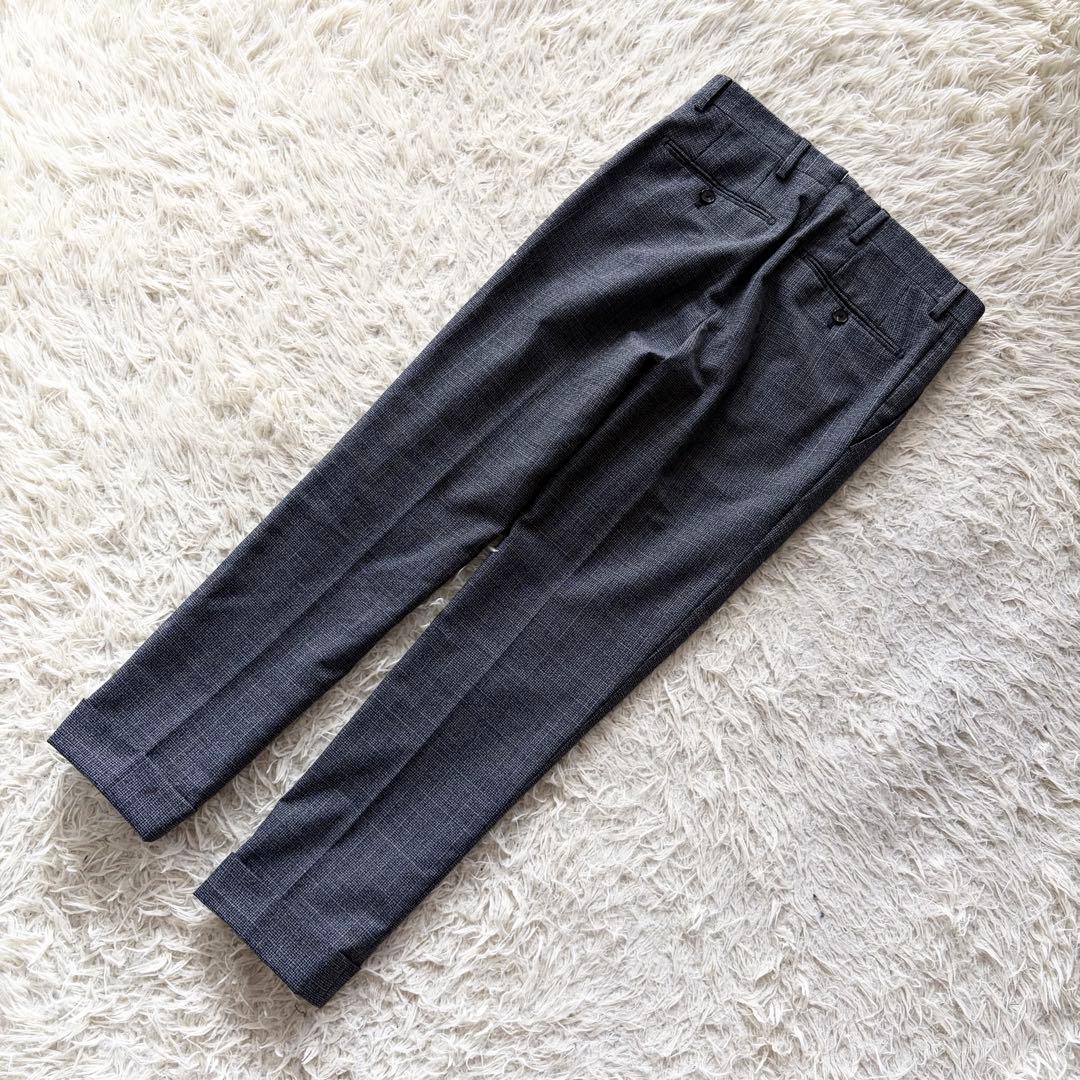 <美品>LARDINI 新ロゴ ネイビー ウール スーツ ブートニエール 42