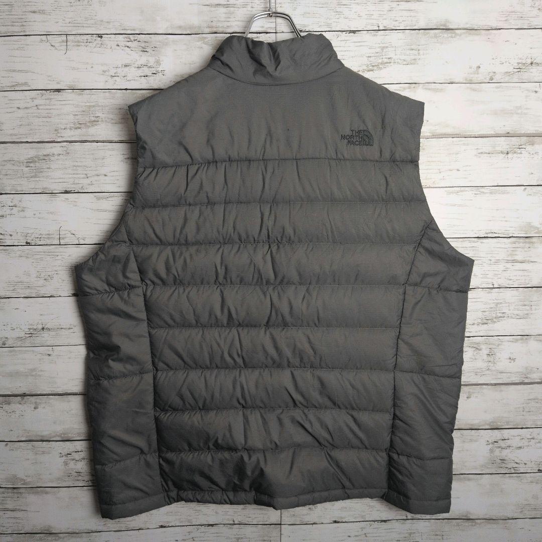 ノースフェイス ダウンベスト 刺繍ロゴ 550 メンズ古着 希少サイズ グレー