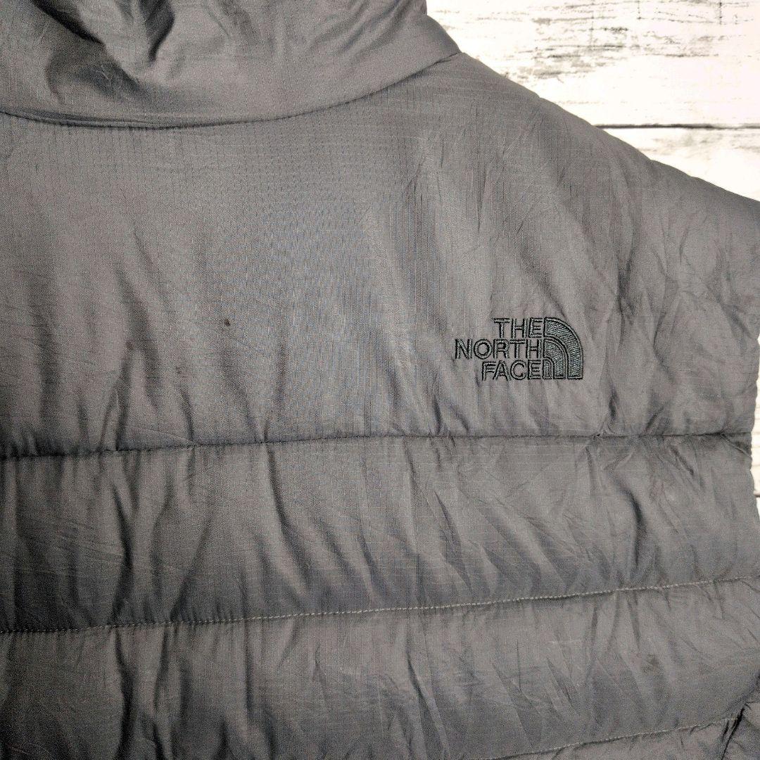 ノースフェイス ダウンベスト 刺繍ロゴ 550 メンズ古着 希少サイズ グレー