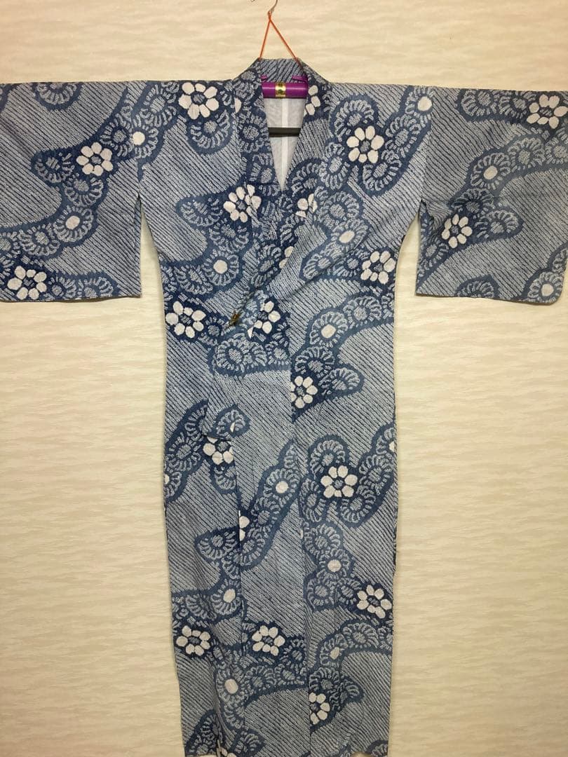 有松絞り　浴衣　グレー