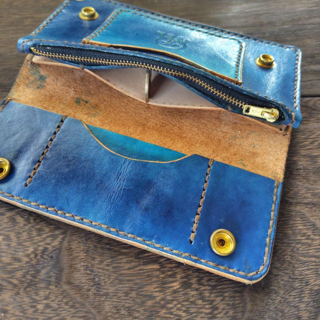 ジキルさん専用品トラッカーウォレット 丘染め 紺×青 (63)