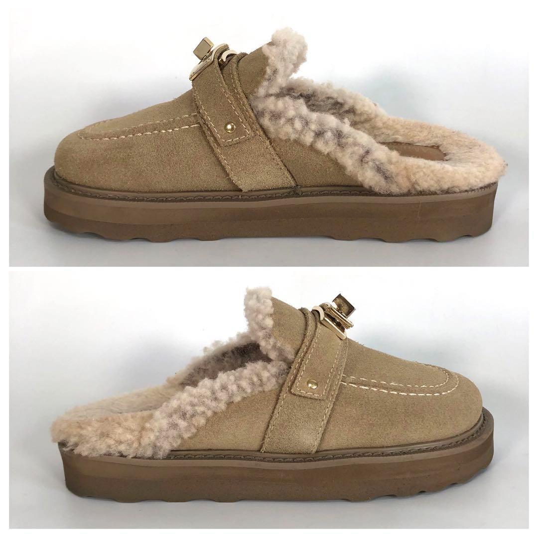 カミナンド ファー付きミュール バックル 24112W 23.5cm相当