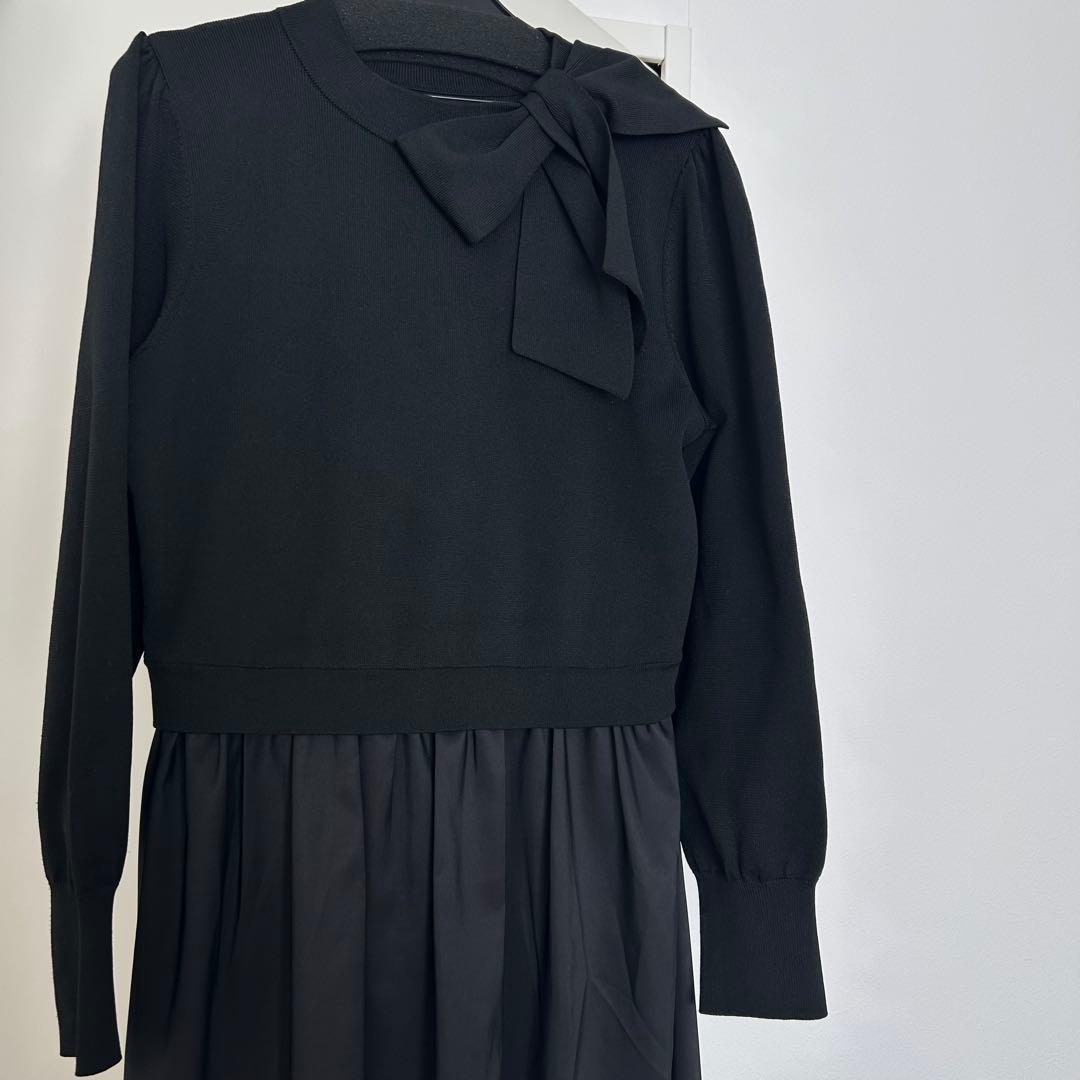 ストロベリーフィールズ　リボンネックドッキングワンピース　ブラック