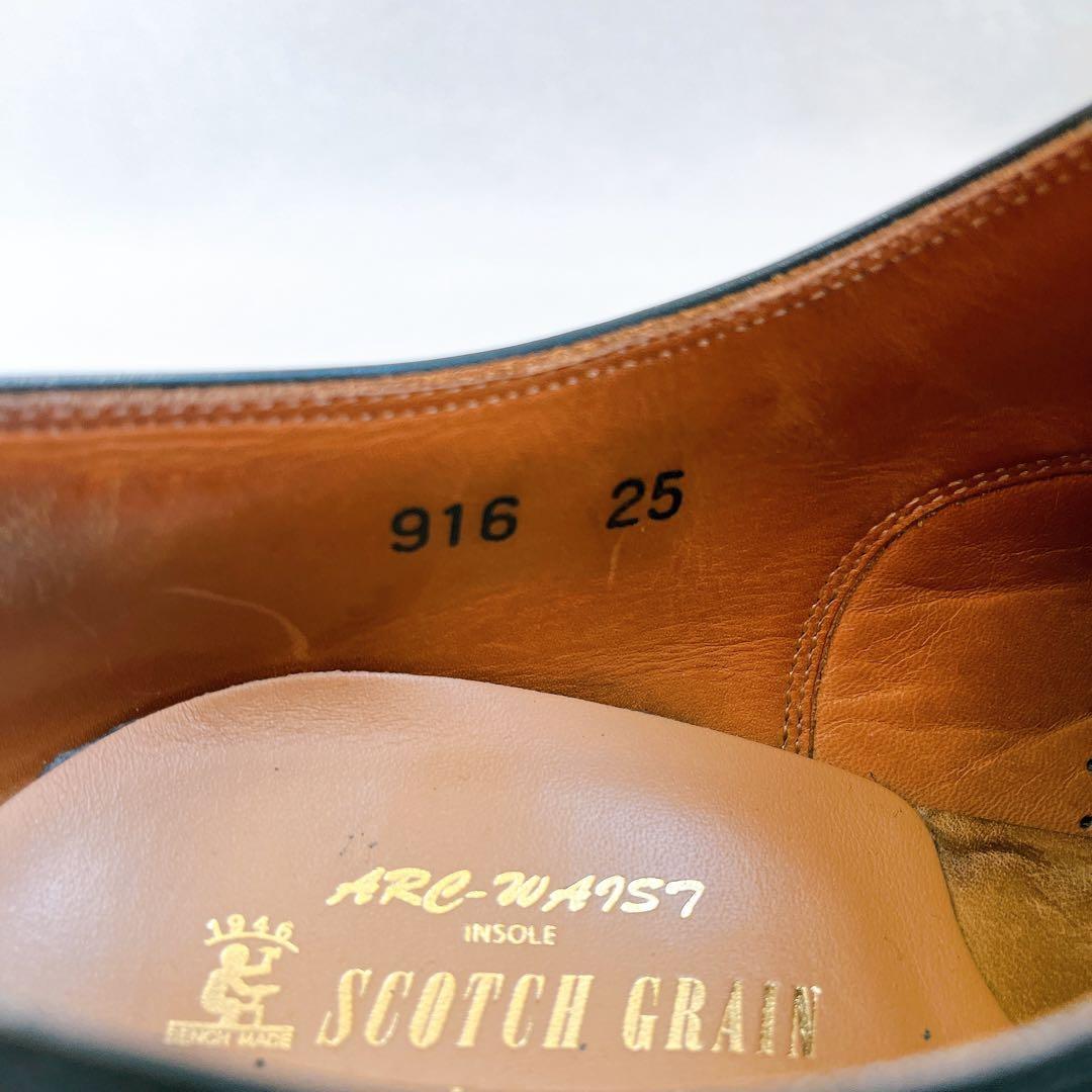 美品 スコッチグレイン オデッサ ストレートチップ 黒 本革 内羽根 ビジネス