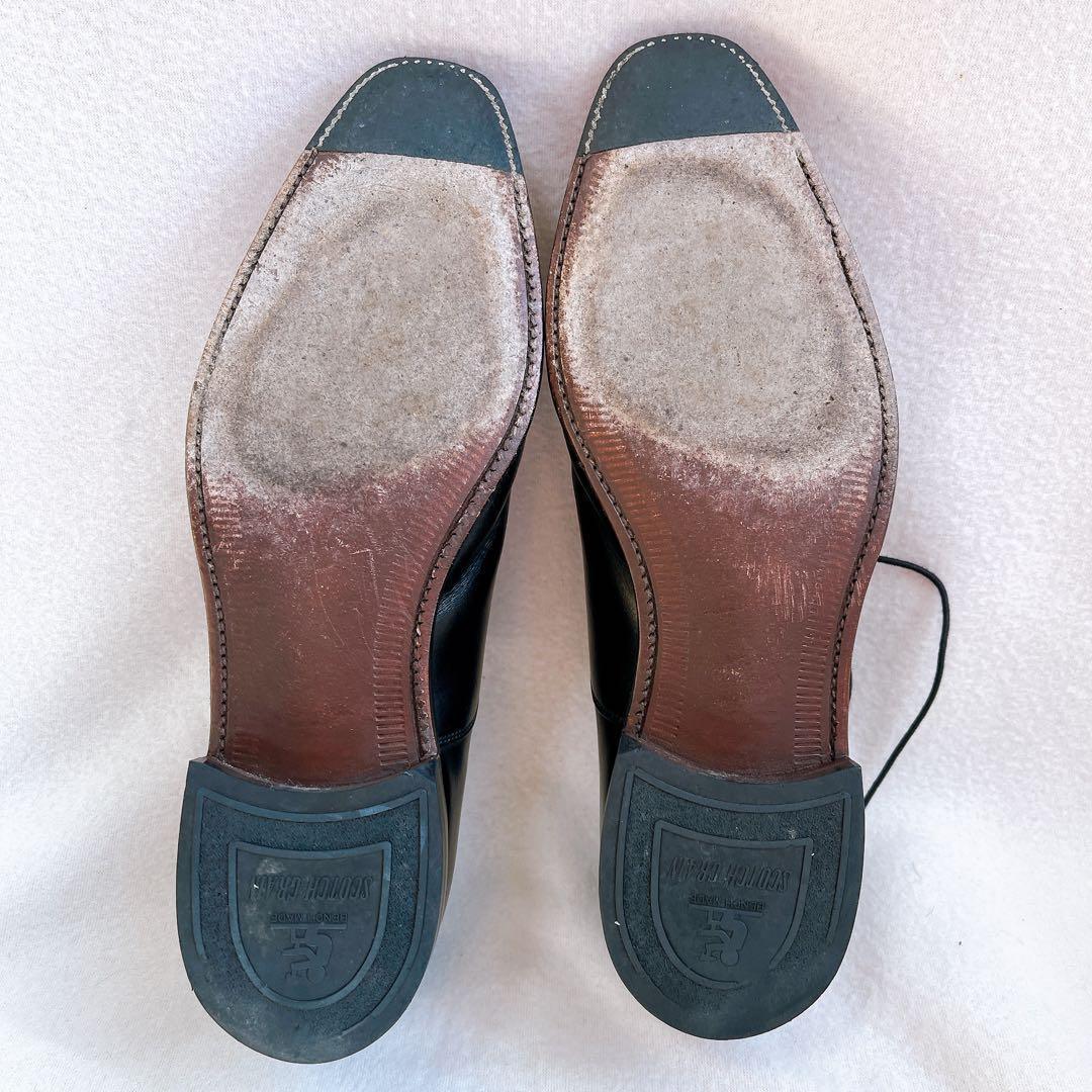 美品 スコッチグレイン オデッサ ストレートチップ 黒 本革 内羽根 ビジネス