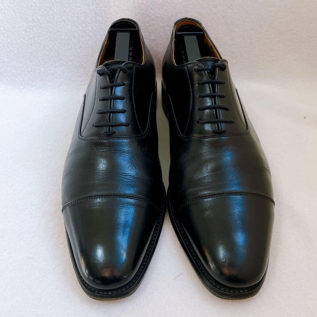 美品 スコッチグレイン オデッサ ストレートチップ 黒 本革 内羽根 ビジネス