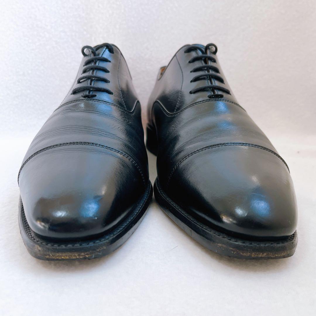 美品 スコッチグレイン オデッサ ストレートチップ 黒 本革 内羽根 ビジネス