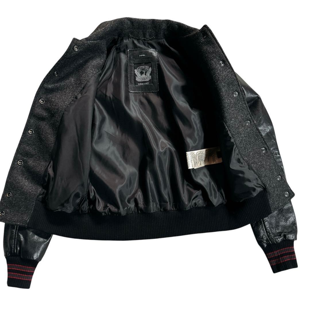 【美品】DIESEL ディーゼル スタジャン ロゴ刺繍 レザー 異素材