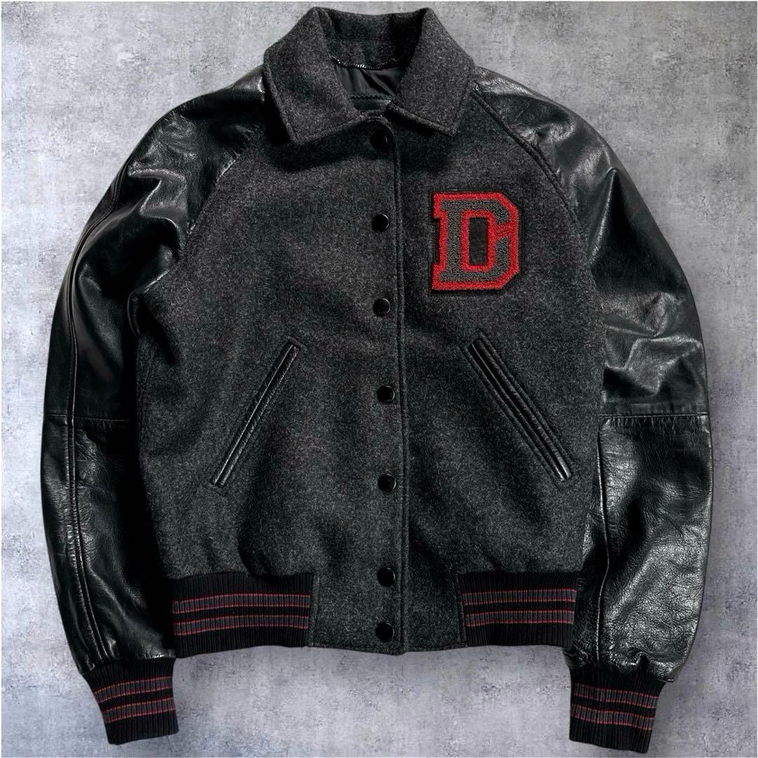 【美品】DIESEL ディーゼル スタジャン ロゴ刺繍 レザー 異素材