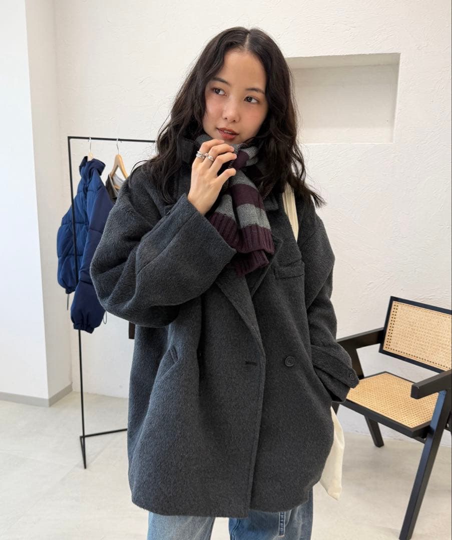 MUHET シャギーハーフコート / shaggy half coat ブラック