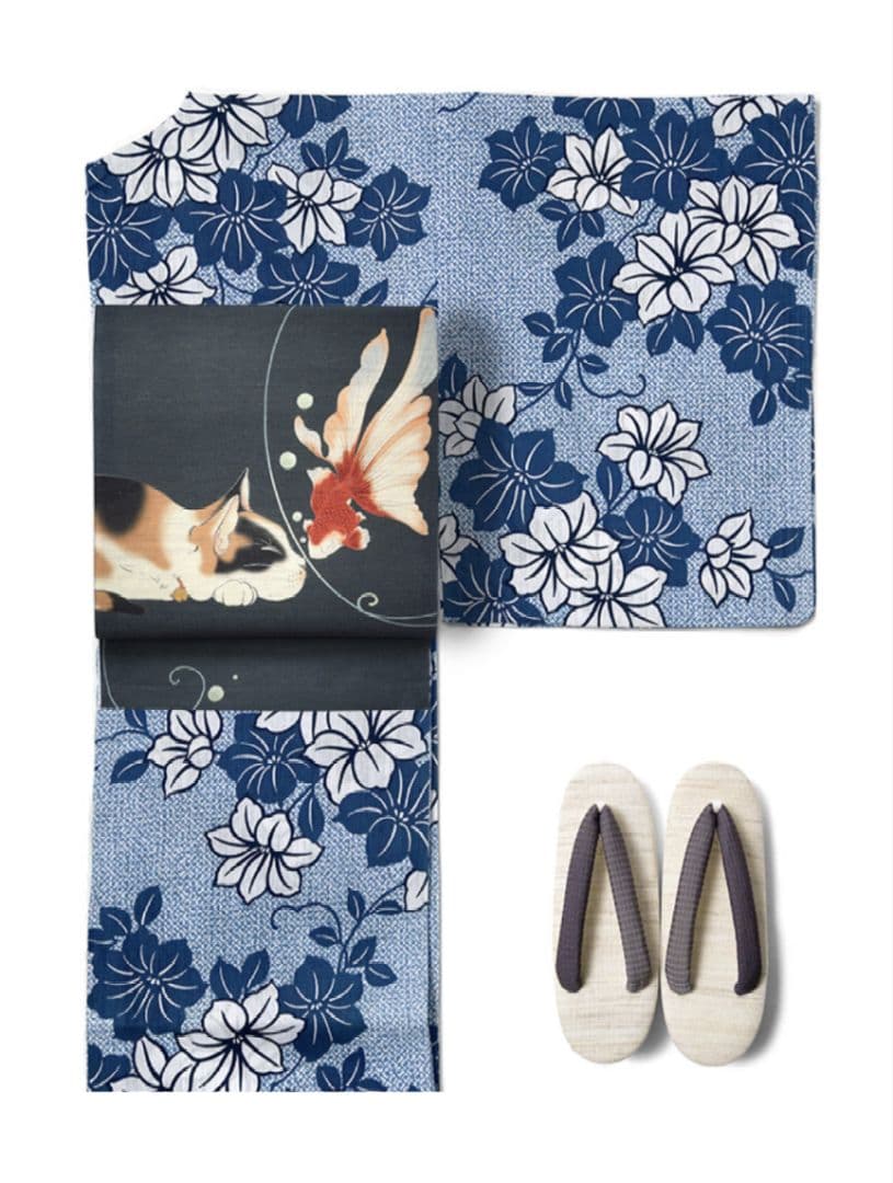 新品未使用　浴衣　つやび雅姫　有松鳴海絞り調　藍捺染　ブルー　50,600円