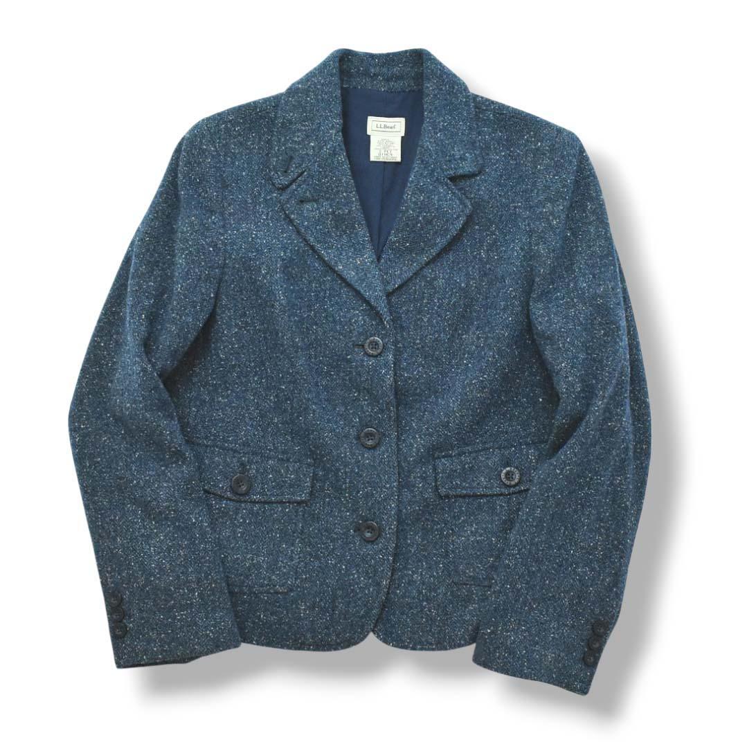 エルエルビーン テーラードジャケット ブレザー ヘリンボーン柄 ライトブルー ♪