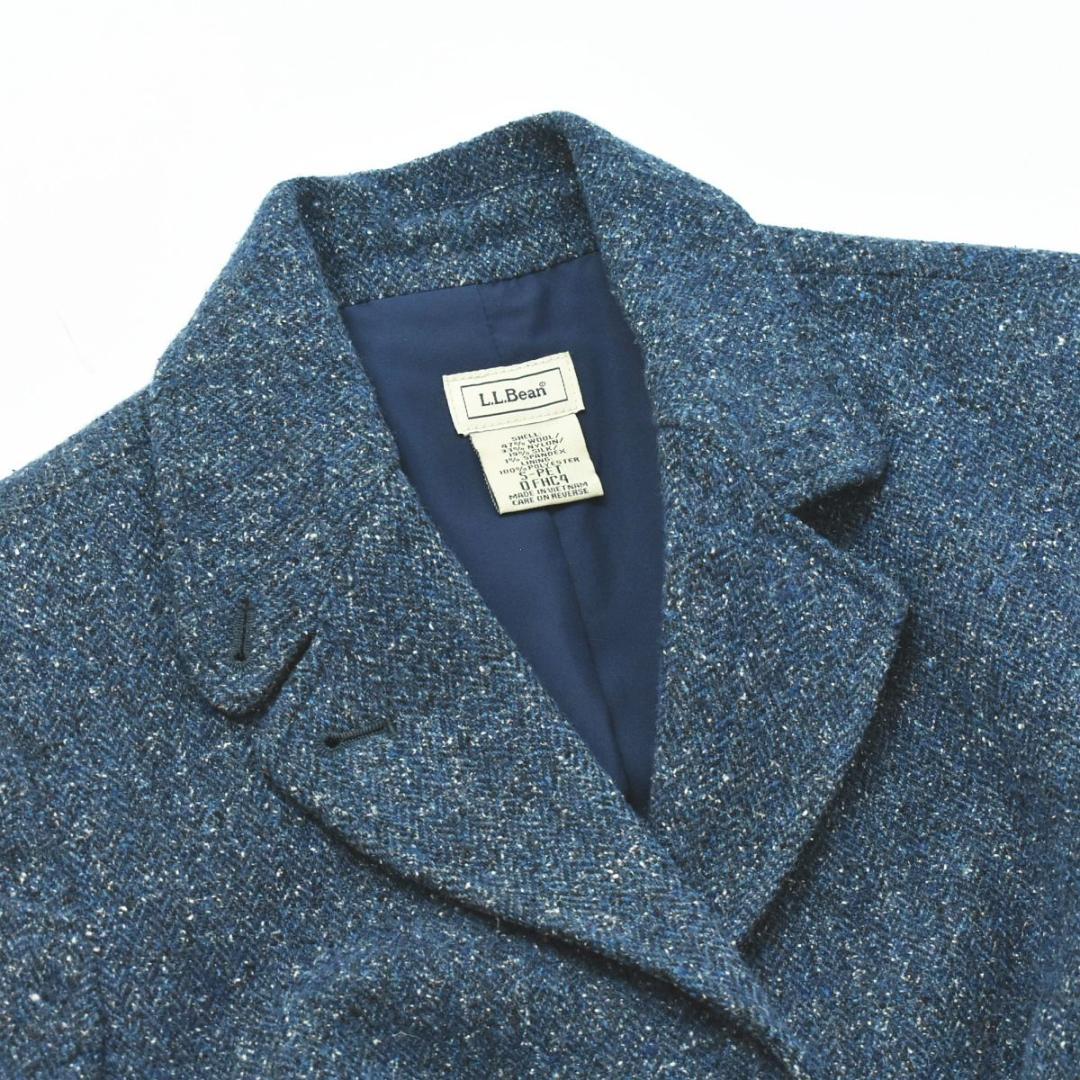 エルエルビーン テーラードジャケット ブレザー ヘリンボーン柄 ライトブルー ♪