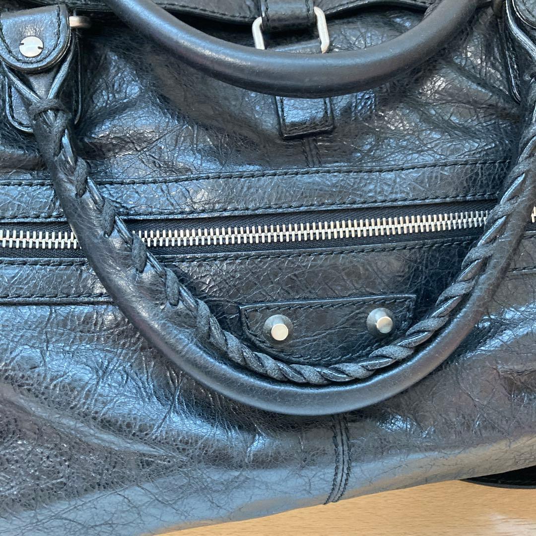 バレンシアガ　黒 レザー ボストンバッグ