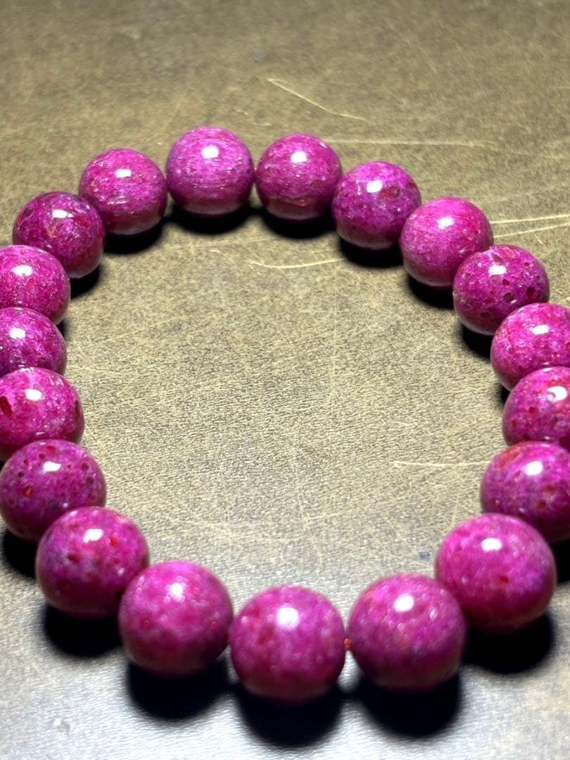 天然石ルビーブレス約10.8〜11.4㎜新品高品質「宝石の女王」一点限濃いピンク