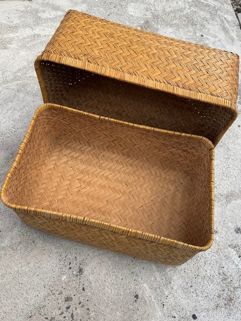 収納箱 衣装入れ 竹籠 古道具古民家　昭和レトロ　竹行李