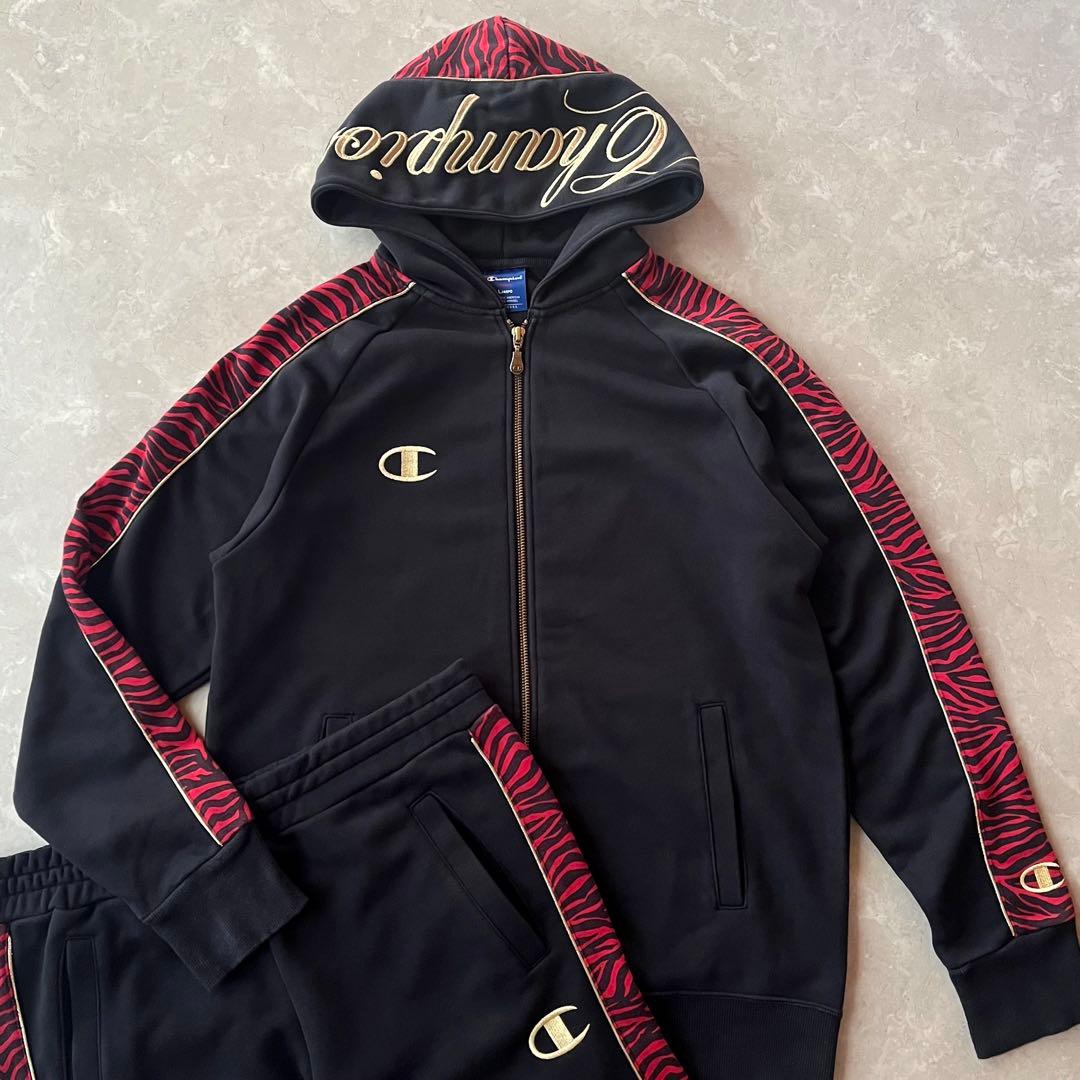 チャンピオン 魔裟斗 スウェット上下セット タイガー 柄 黒×赤×金 ジャージ