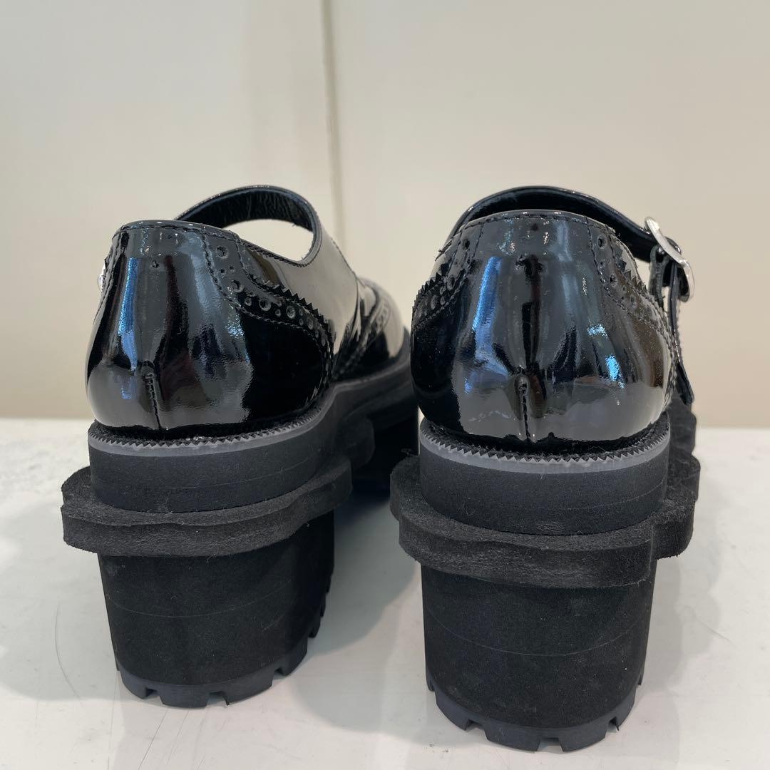 ブラックエナメルレザー厚底シューズ新品元値税込¥72600