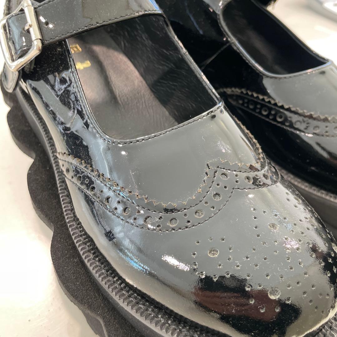 ブラックエナメルレザー厚底シューズ新品元値税込¥72600