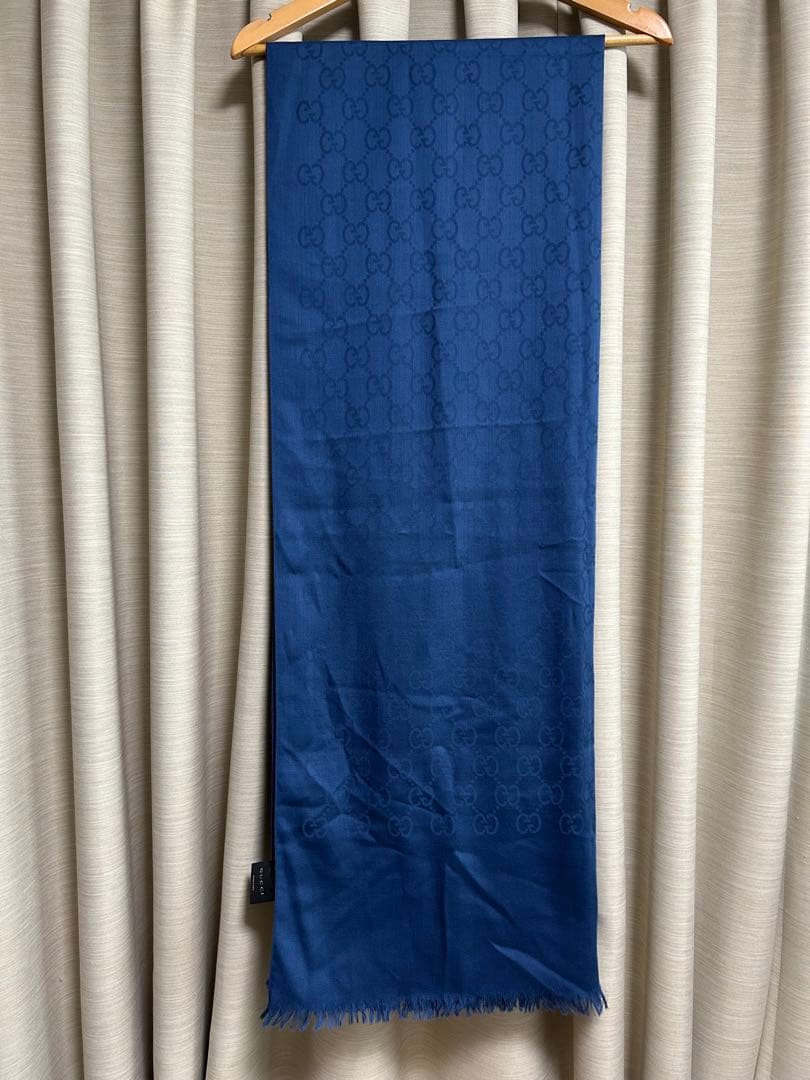 GUCCI GG柄 ストール 大判 ブルー