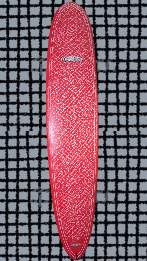 赤色ロングボード フィン付き