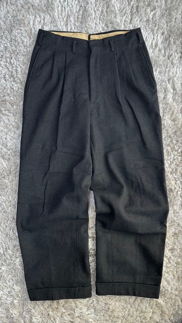 50s ブラックワイドウールスラックス