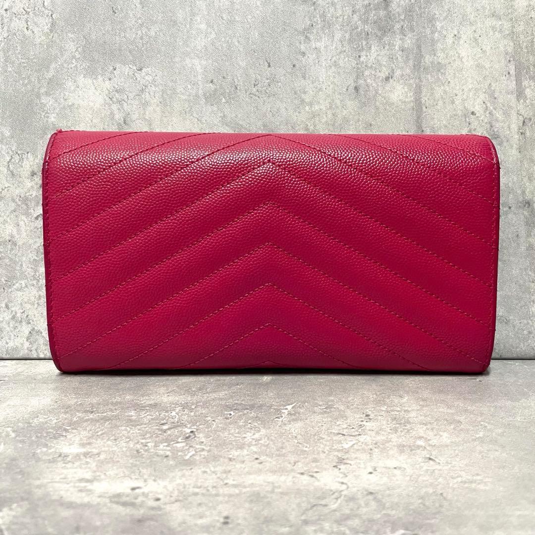 極美品✨ SAINT LAURENT レザー キャビアスキン 長財布 YSL