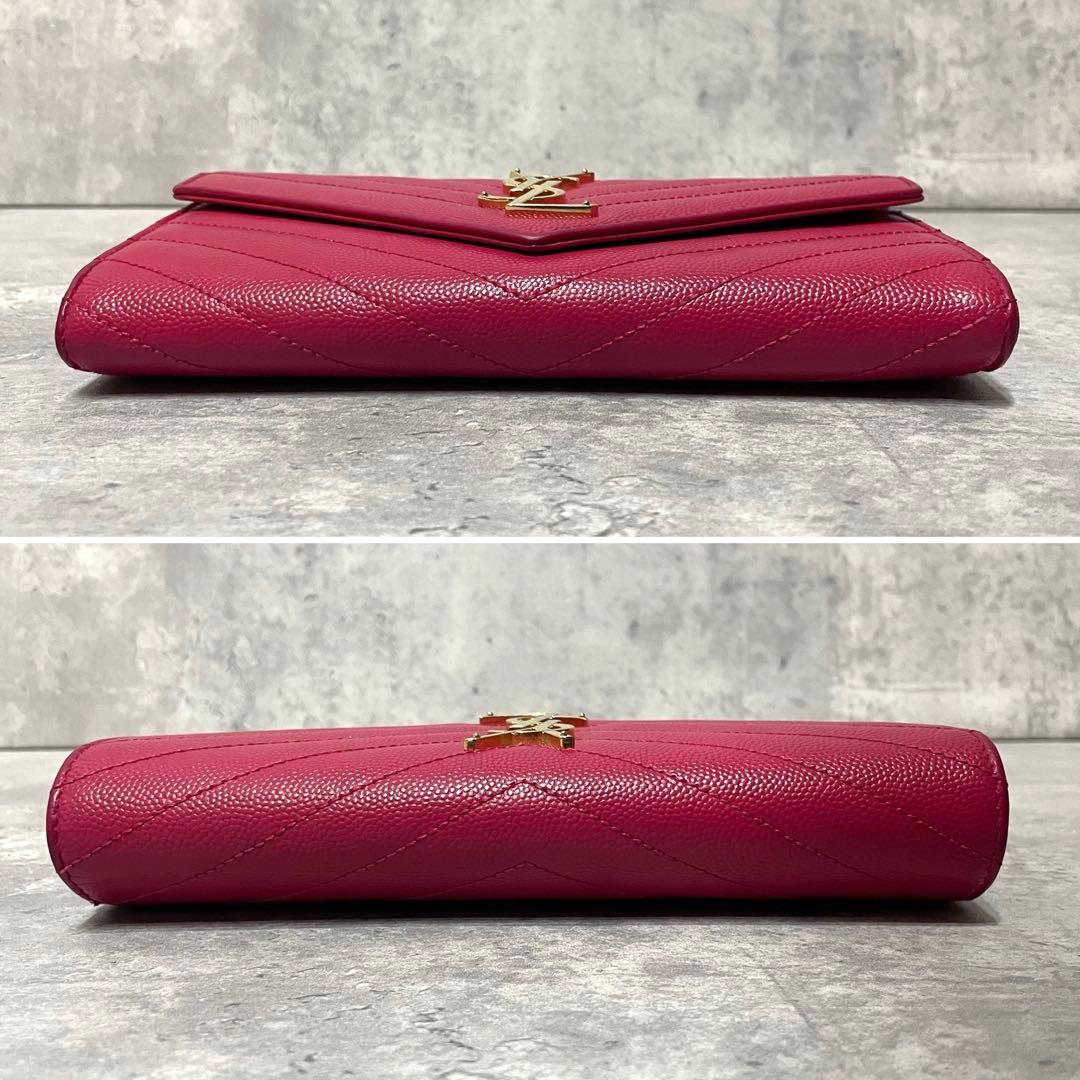 極美品✨ SAINT LAURENT レザー キャビアスキン 長財布 YSL