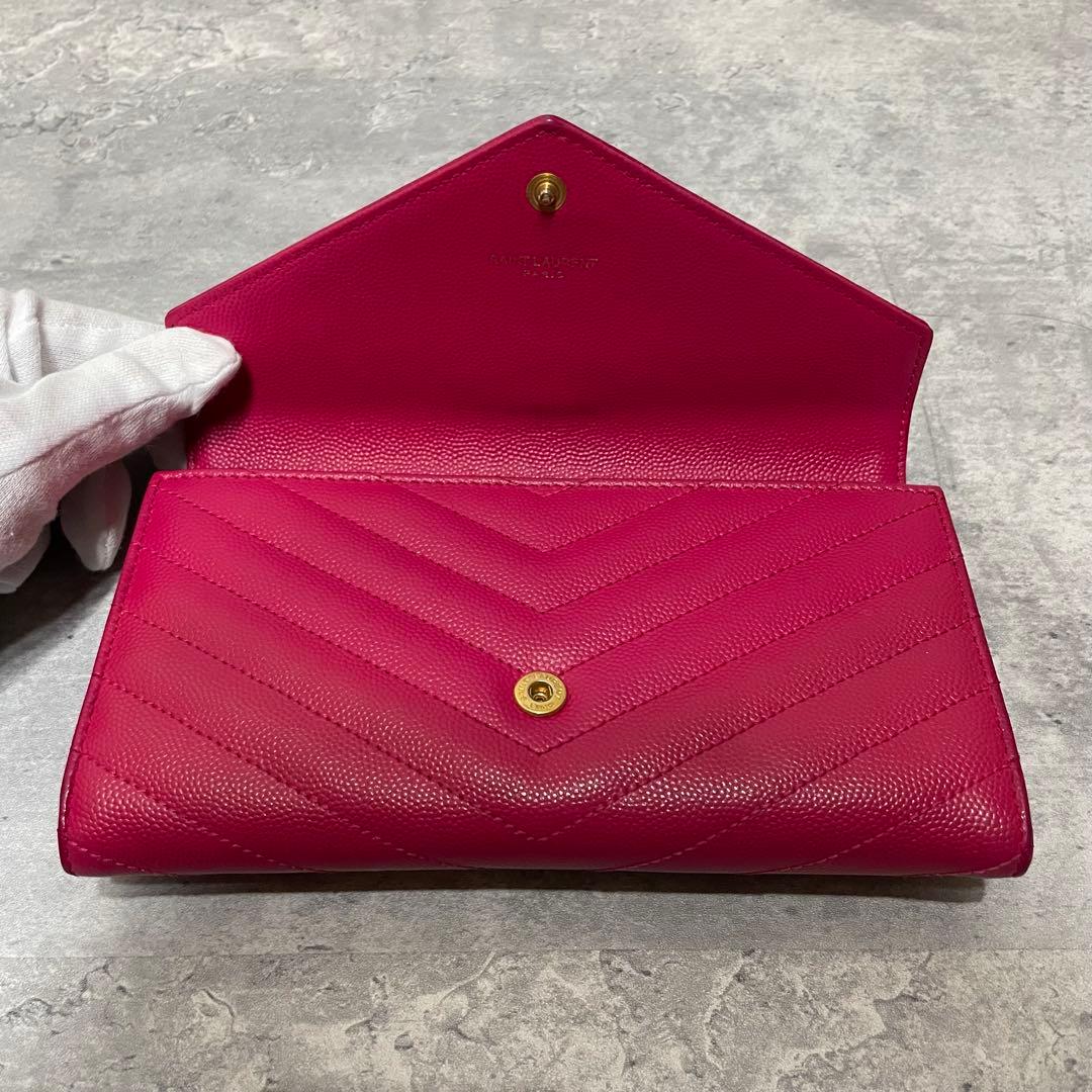 極美品✨ SAINT LAURENT レザー キャビアスキン 長財布 YSL