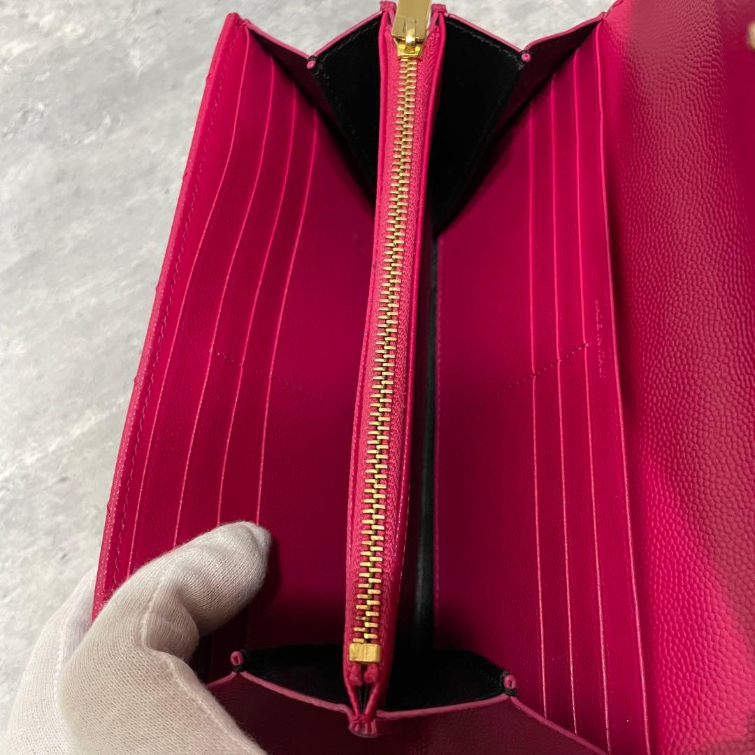 極美品✨ SAINT LAURENT レザー キャビアスキン 長財布 YSL