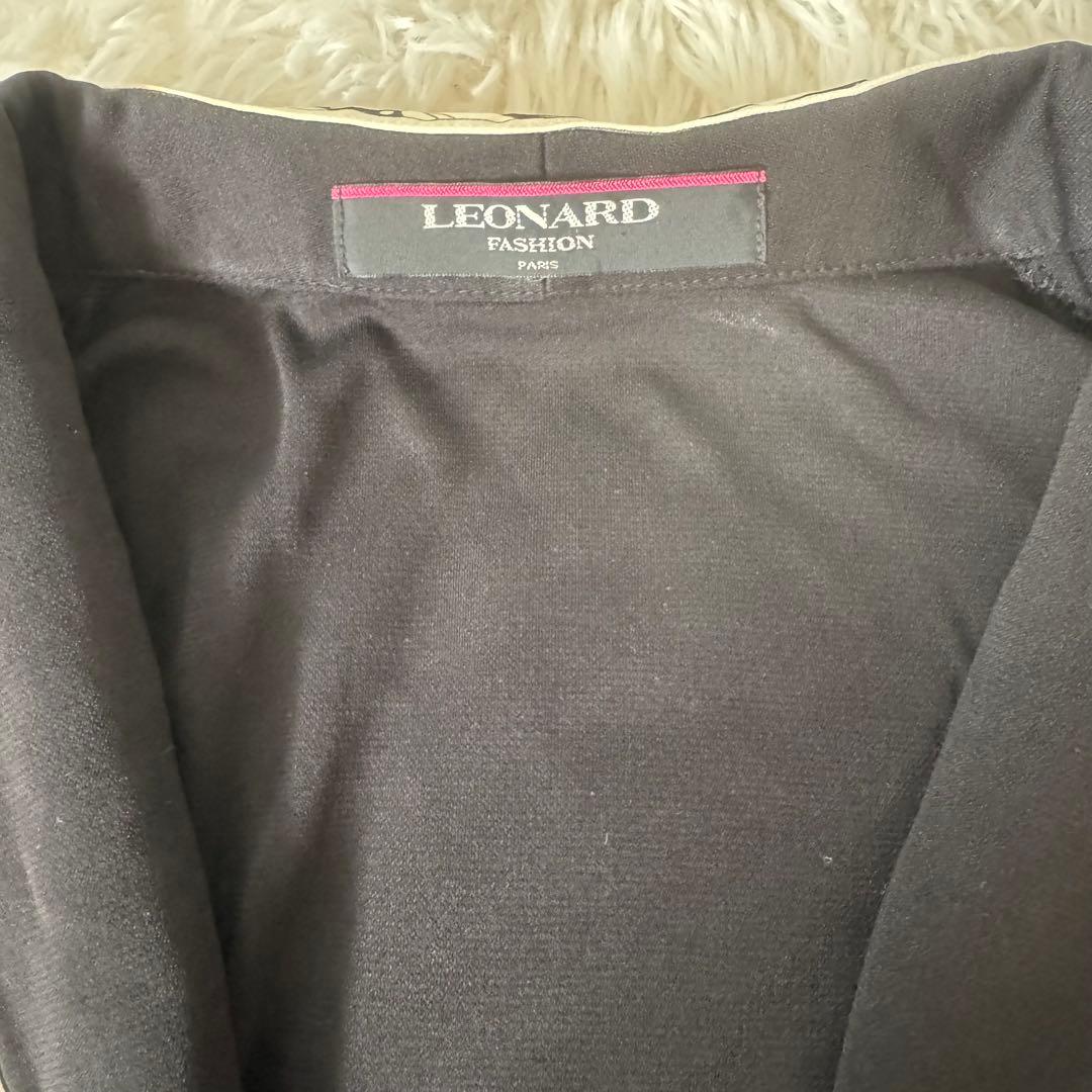 LEONARDレオナール カンカン素材 テーラードジャケット トリム 薄手 L