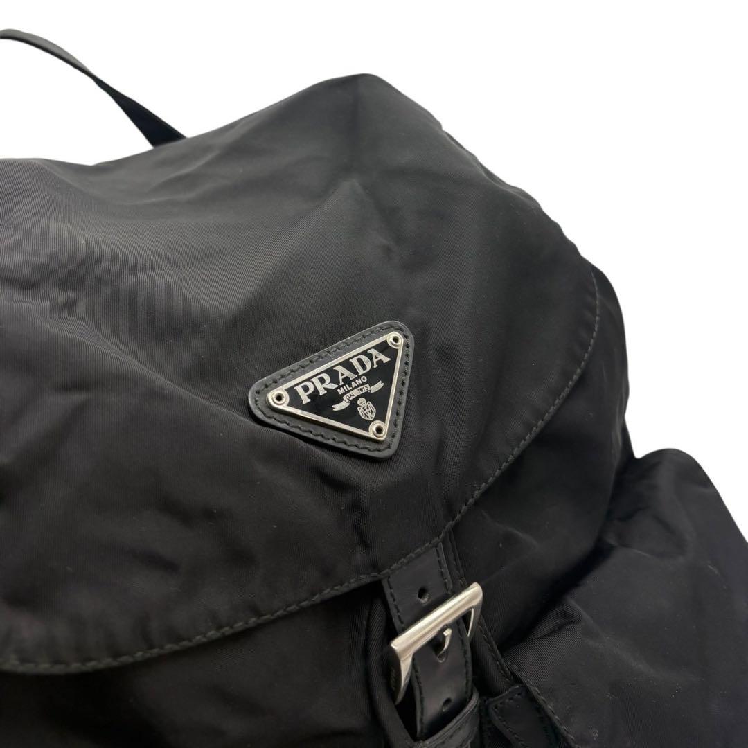 チマ　PRADA 三角プレート ナイロン ブラック バックパック A4