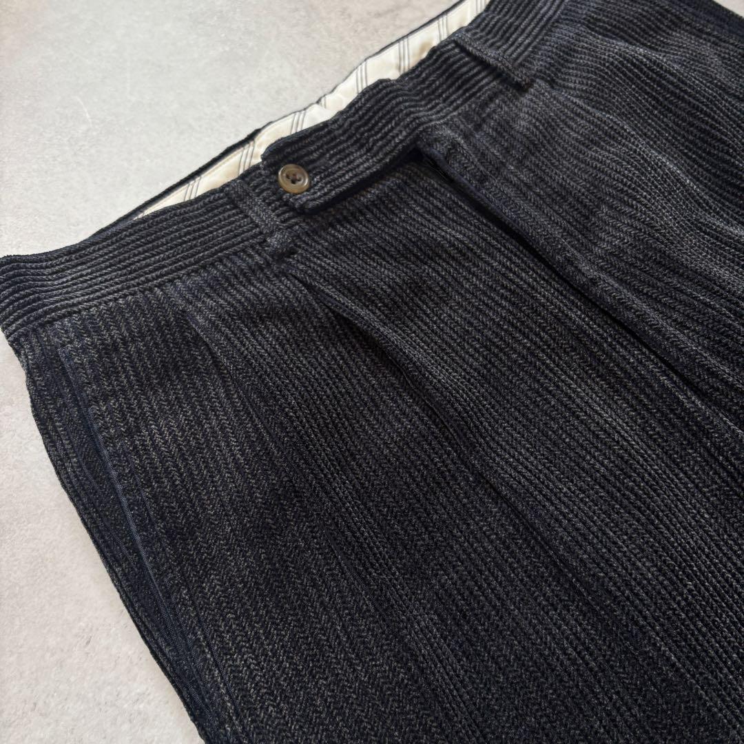 90s~10s BURBERRY タック 太畝コーデュロイ ワイド パンツ