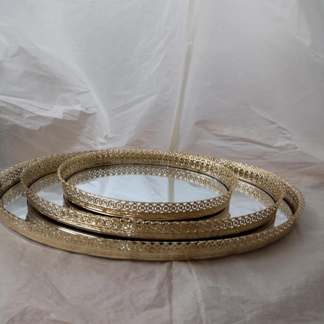 ミラートレー　鏡　トレイ　3サイズ 　セット　ゴールド