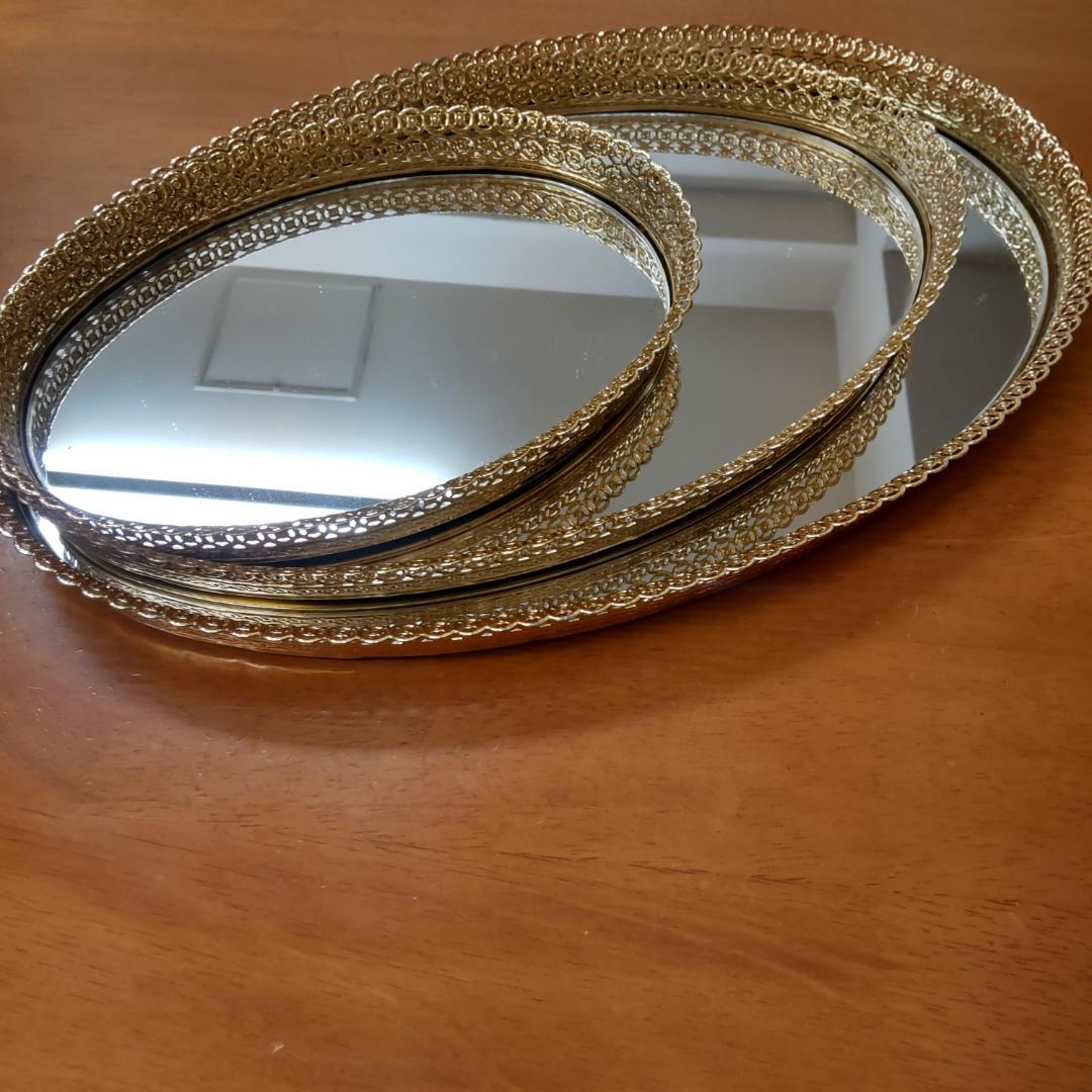 ミラートレー　鏡　トレイ　3サイズ 　セット　ゴールド