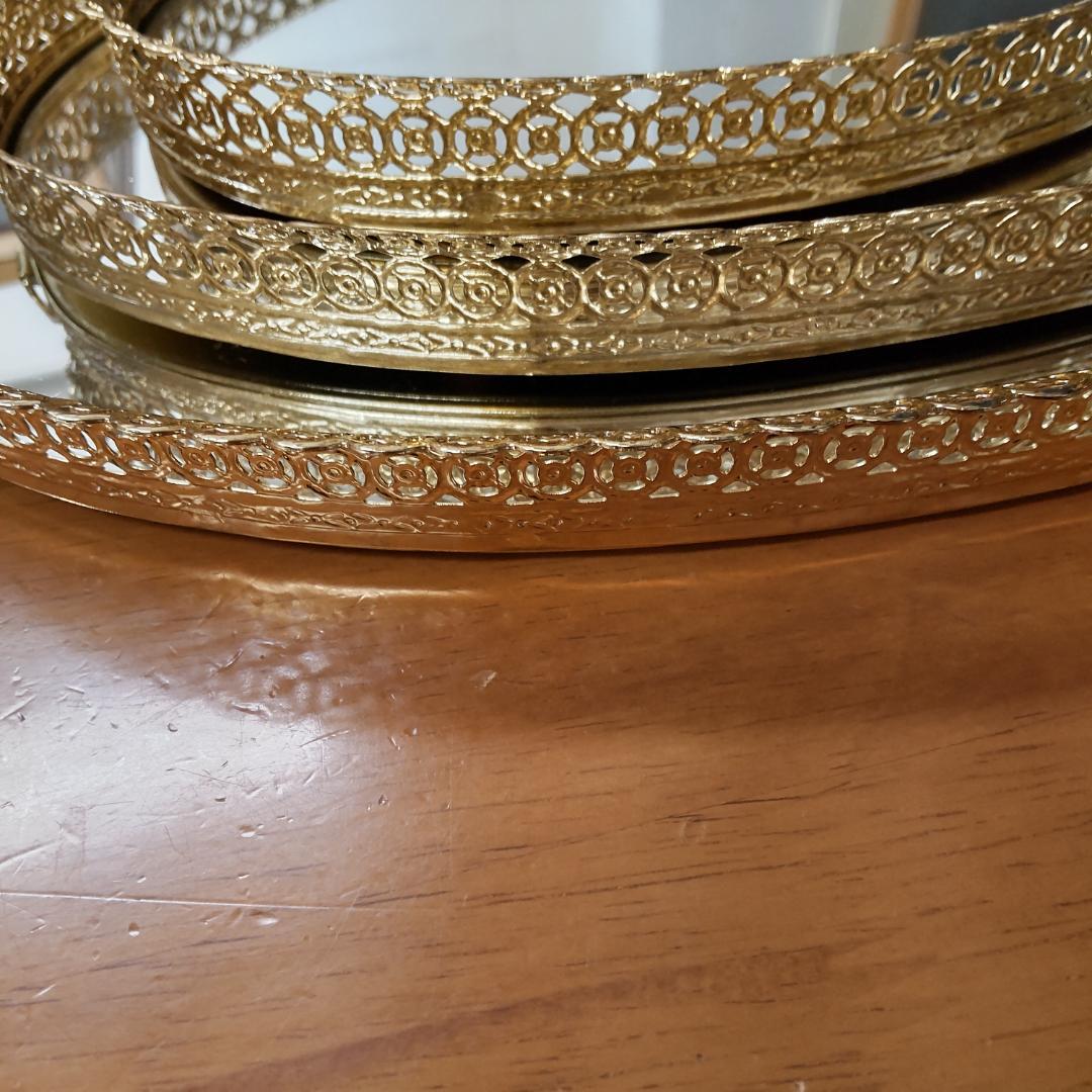 ミラートレー　鏡　トレイ　3サイズ 　セット　ゴールド