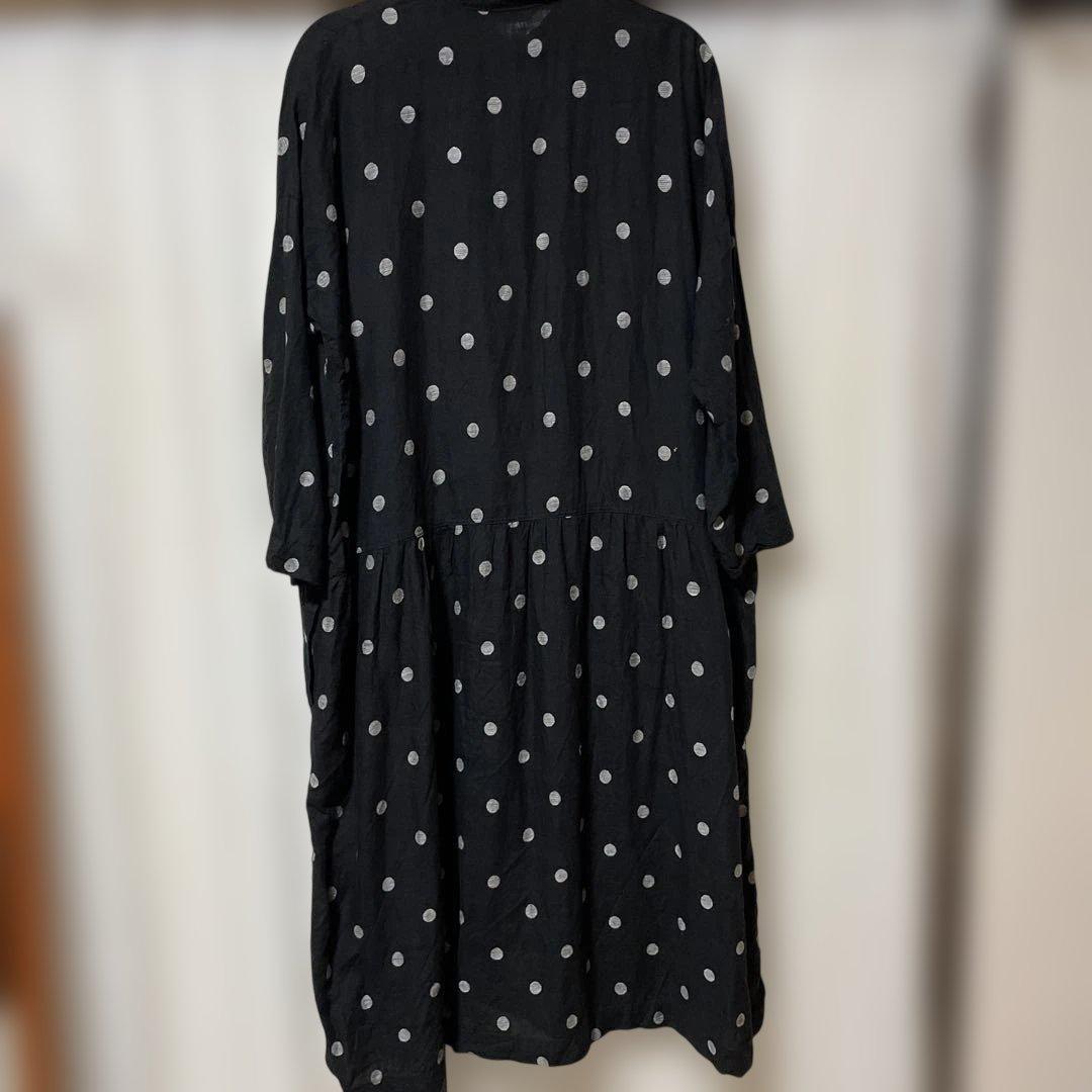 ICHI Antiquités ドット柄シャツワンピース