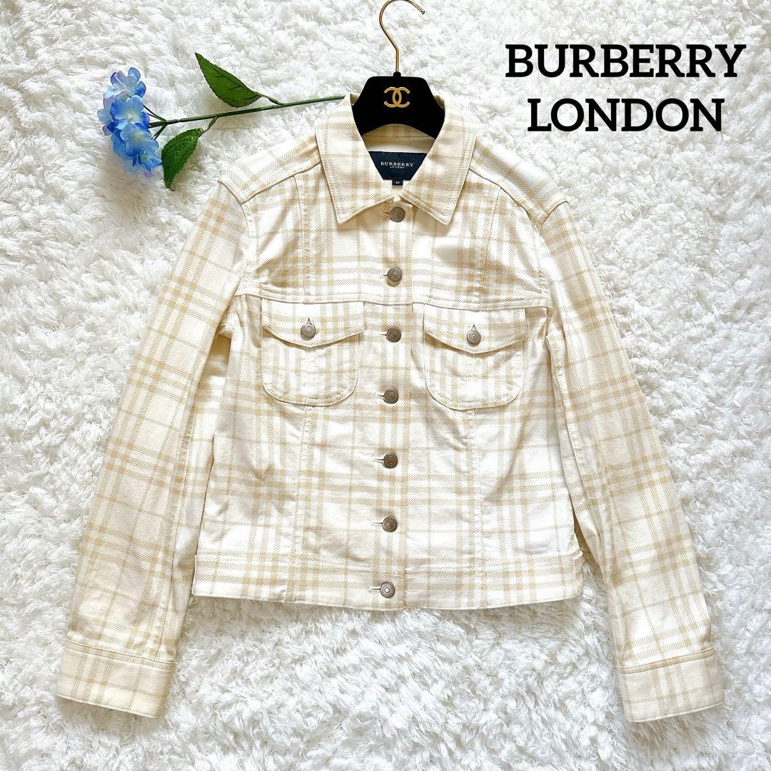 極美品 バーバリーロンドン デニムジャケット シャドーチェック ストレッチ 42