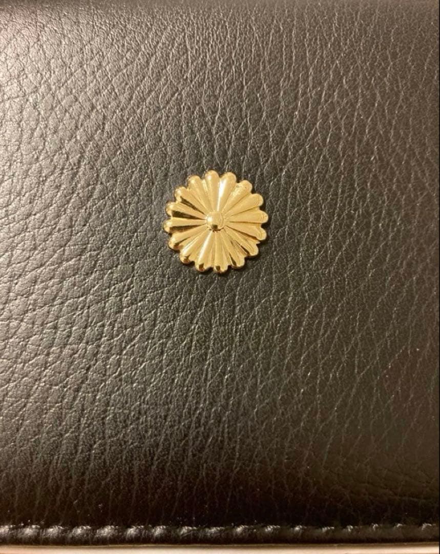 皇居 財布 菊紋 牛革 財布 ブラックレザー 長財布