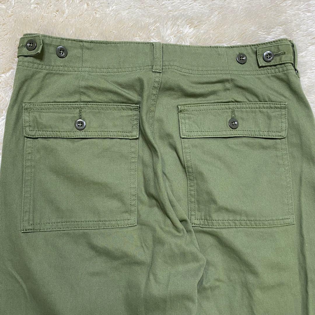 スピックアンドスパン 38 M相当 ルーズ ベイカーパンツ カーキ ミリタリー