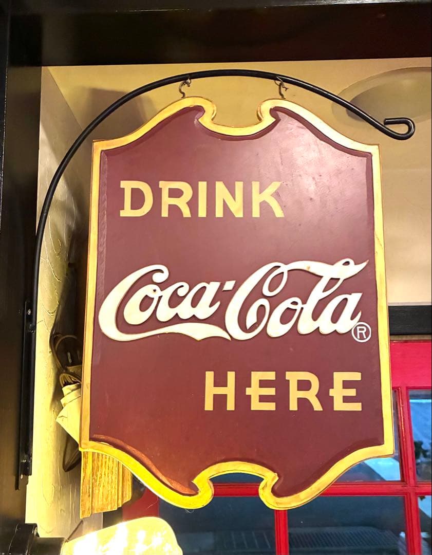 【kazu】コカコーラ　サインボード　看板　アメリカン雑貨　ガレージ　木製